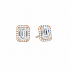 Seren Emerald Halo Lab-Grown Diamond Stud Earrings in 14K Rose Gold, front view