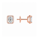 Seren Emerald Halo Lab-Grown Diamond Stud Earrings in 14K Rose Gold, alternate product view
