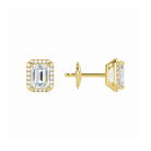Seren Emerald Halo Lab-Grown Diamond Stud Earrings in 18K Yellow Gold, alternate product view