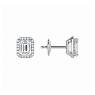 Seren Emerald Halo Lab-Grown Diamond Stud Earrings in Platinum, alternate product view