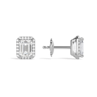 Seren Emerald Halo Diamond Stud Earrings in 14K White Gold second product view