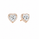 Seren Heart Halo Lab-Grown Diamond Stud Earrings in 14K Rose Gold, front view