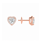 Seren Heart Halo Lab-Grown Diamond Stud Earrings in 14K Rose Gold, alternate product view