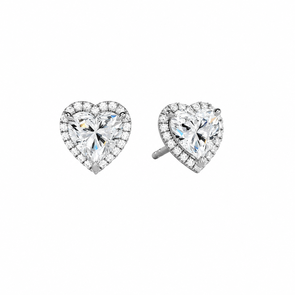 Seren Heart Halo Lab-Grown Diamond Stud Earrings in Platinum, front view