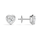 Seren Heart Halo Diamond Stud Earrings in 18K White Gold second product view