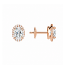 Seren Oval Halo Lab-Grown Diamond Stud Earrings in 14K Rose Gold, alternate product view