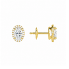 Seren Oval Halo Lab-Grown Diamond Stud Earrings in 14K Yellow Gold, alternate product view