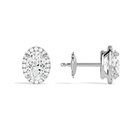 Seren Oval Halo Diamond Stud Earrings in 18K White Gold second product view