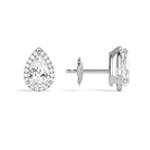 Seren Pear Halo Diamond Stud Earrings in Platinum second product view