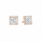 Seren Princess Halo Lab-Grown Diamond Stud Earrings in 14K Rose Gold, front view