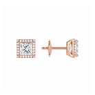 Seren Princess Halo Lab-Grown Diamond Stud Earrings in 14K Rose Gold, alternate product view