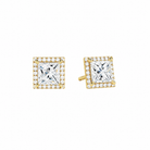 Seren Princess Halo Lab-Grown Diamond Stud Earrings in 18K Yellow Gold, front view