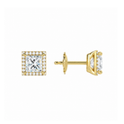Seren Princess Halo Lab-Grown Diamond Stud Earrings in 18K Yellow Gold, alternate product view