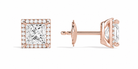 Seren Princess Halo Diamond Stud Earrings in 14K Rose Gold second product view