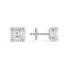 Seren Princess Halo Diamond Stud Earrings in Platinum second product view