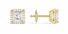 Seren Princess Halo Diamond Stud Earrings in 18K Yellow Gold second product view