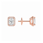 Seren Radiant Halo Lab-Grown Diamond Stud Earrings in 14K Rose Gold, alternate product view