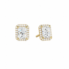 Seren Radiant Halo Lab-Grown Diamond Stud Earrings in 14K Yellow Gold, front view