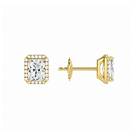 Seren Radiant Halo Lab-Grown Diamond Stud Earrings in 14K Yellow Gold, alternate product view