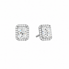 Seren Radiant Halo Lab-Grown Diamond Stud Earrings in 18K White Gold, front view