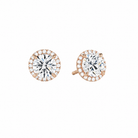 Seren Round Halo Lab-Grown Diamond Stud Earrings in 14K Rose Gold, front view