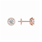 Seren Round Halo Lab-Grown Diamond Stud Earrings in 14K Rose Gold, alternate product view