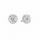 Seren Round Halo Lab-Grown Diamond Stud Earrings in Platinum, front view