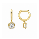Allegra Asscher Halo Drop Huggie Hoop Lab-Grown Diamond Earrings in 14K Yellow Gold, alternate product view
