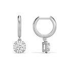 Allegra Cushion Halo Drop Huggie Hoop Diamond Earrings in Platinum second product view