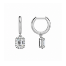 Allegra Emerald Halo Drop Huggie Hoop Lab-Grown Diamond Earrings in Platinum, alternate product view