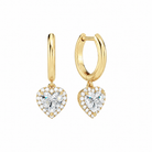 Allegra Heart Halo Drop Huggie Hoop Lab-Grown Diamond Earrings in 18K Yellow Gold, front view