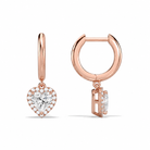 Allegra Heart Halo Drop Huggie Hoop Diamond Earrings in 14K Rose Gold second product view