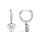 Allegra Heart Halo Drop Huggie Hoop Diamond Earrings in 14K White Gold second product view