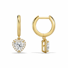 Allegra Heart Halo Drop Huggie Hoop Diamond Earrings in 18K Yellow Gold second product view