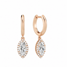 Allegra Marquise Halo Drop Huggie Hoop Lab-Grown Diamond Earrings in 14K Rose Gold, front view