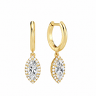 Allegra Marquise Halo Drop Huggie Hoop Lab-Grown Diamond Earrings in 14K Yellow Gold, front view