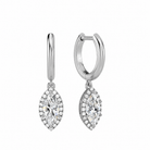 Allegra Marquise Halo Drop Huggie Hoop Lab-Grown Diamond Earrings in 18K White Gold, front view