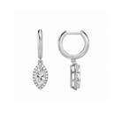 Allegra Marquise Halo Drop Huggie Hoop Lab-Grown Diamond Earrings in 18K White Gold, alternate product view
