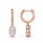 Allegra Marquise Halo Drop Huggie Hoop Diamond Earrings in 14K Rose Gold second product view