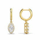 Allegra Marquise Halo Drop Huggie Hoop Diamond Earrings in 18K Yellow Gold second product view