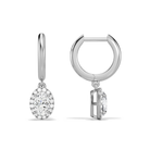 Allegra Oval Halo Drop Huggie Hoop Diamond Earrings in 14K White Gold second product view