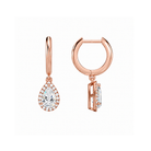 Allegra Pear Halo Drop Huggie Hoop Lab-Grown Diamond Earrings in 14K Rose Gold, alternate product view