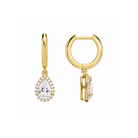 Allegra Pear Halo Drop Huggie Hoop Lab-Grown Diamond Earrings in 18K Yellow Gold, alternate product view