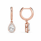 Allegra Pear Halo Drop Huggie Hoop Diamond Earrings in 14K Rose Gold second product view