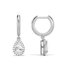 Allegra Pear Halo Drop Huggie Hoop Diamond Earrings in 14K White Gold second product view