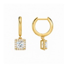 Allegra Princess Halo Drop Huggie Hoop Lab-Grown Diamond Earrings in 18K Yellow Gold, alternate product view
