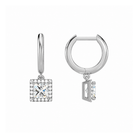 Allegra Princess Halo Drop Huggie Hoop Lab-Grown Diamond Earrings in Platinum, alternate product view