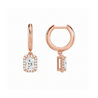 Allegra Radiant Halo Drop Huggie Hoop Lab-Grown Diamond Earrings in 14K Rose Gold, alternate product view