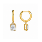 Allegra Radiant Halo Drop Huggie Hoop Lab-Grown Diamond Earrings in 14K Yellow Gold, alternate product view