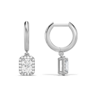 Allegra Radiant Halo Drop Huggie Hoop Diamond Earrings in Platinum second product view